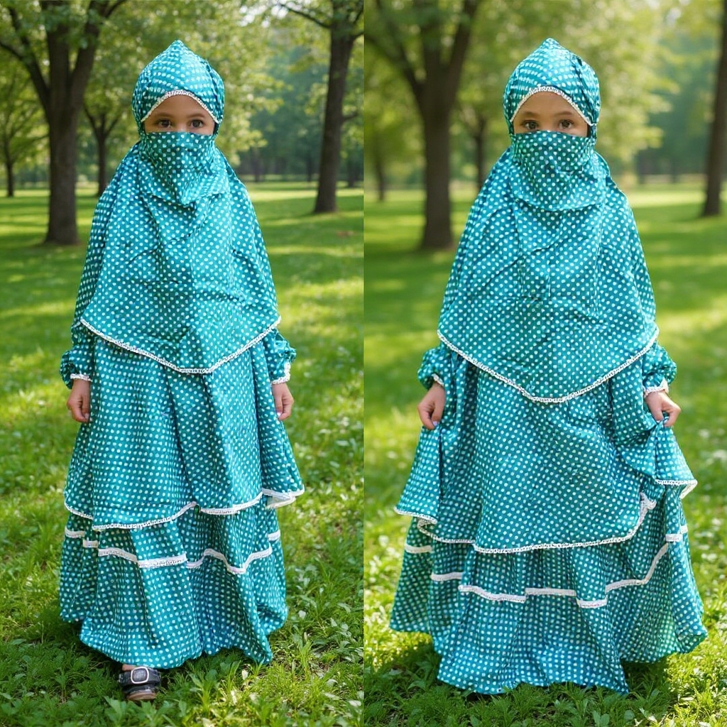 Kids Cotton Khimar Set with skart KCK102