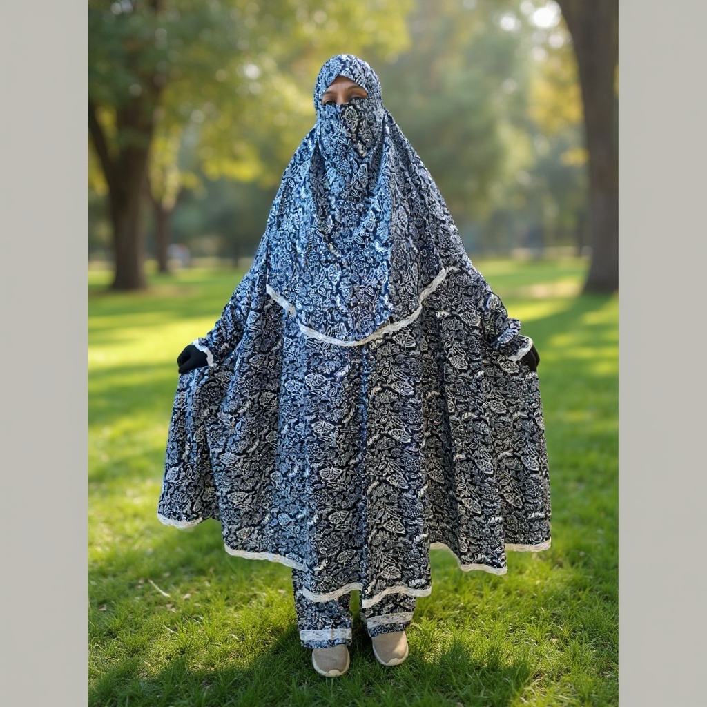 Woman Lilen Fabric Khimar Set WLF119